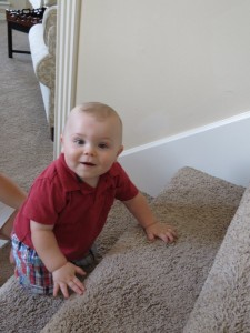 Henry learning to climb the stairs